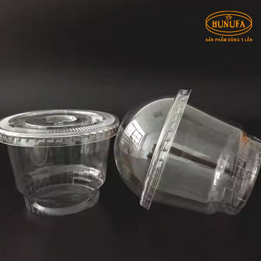 Ly nhựa PET 200ml có nắp giá tốt - đựng kem, tàu hũ, chè 