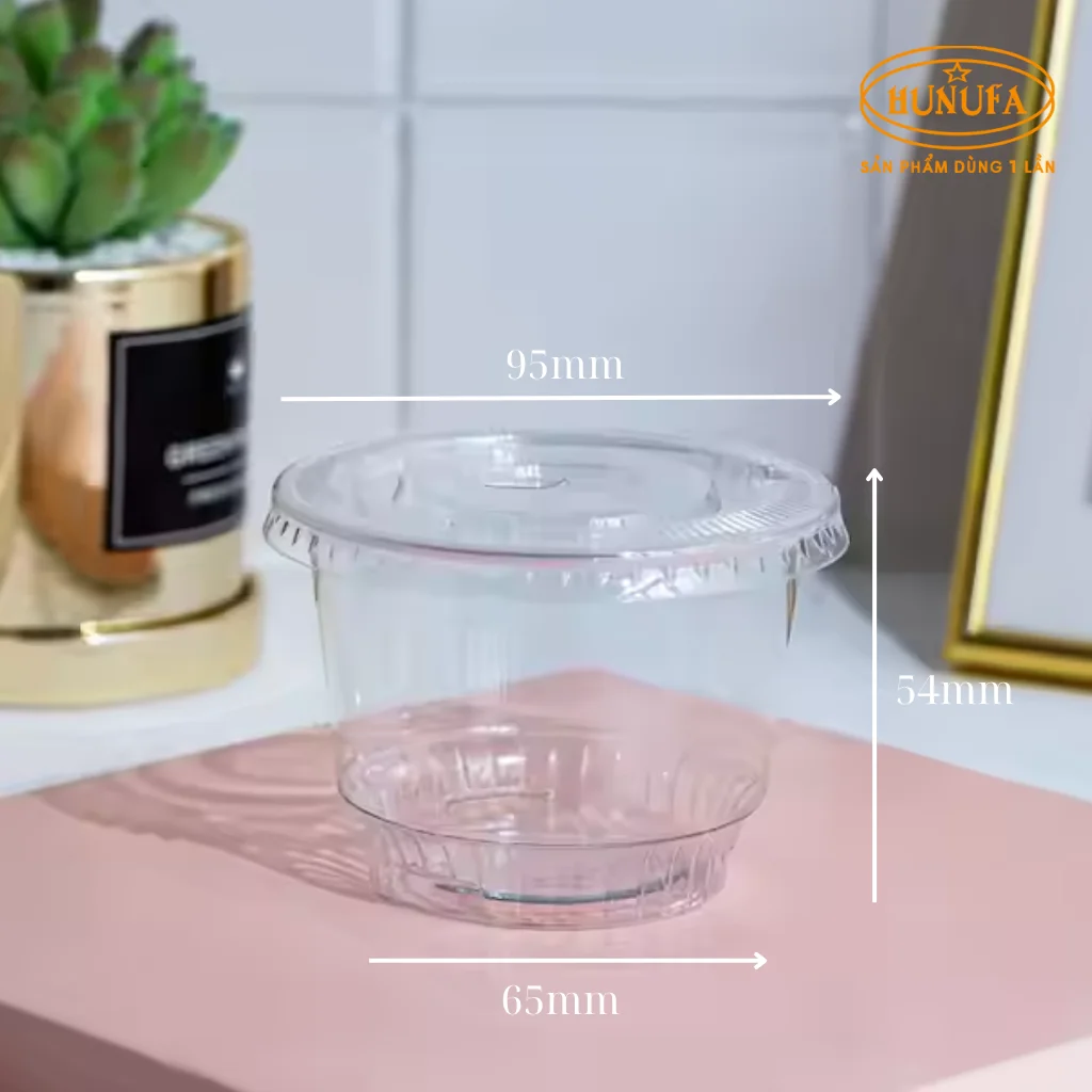 Ly nhựa PET 200ml có nắp giá tốt - đựng kem, tàu hũ, chè 
