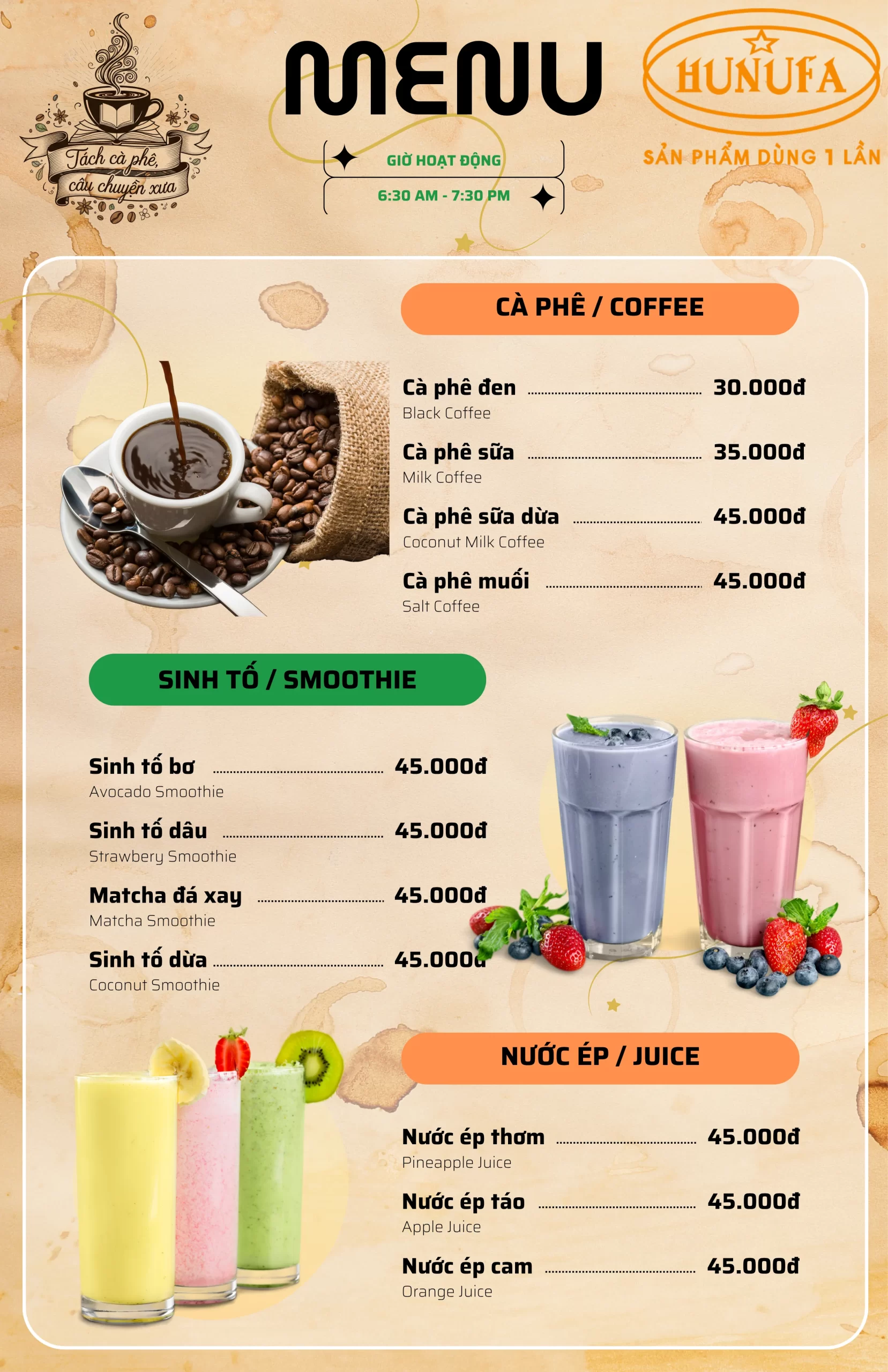 Menu đồ uống
