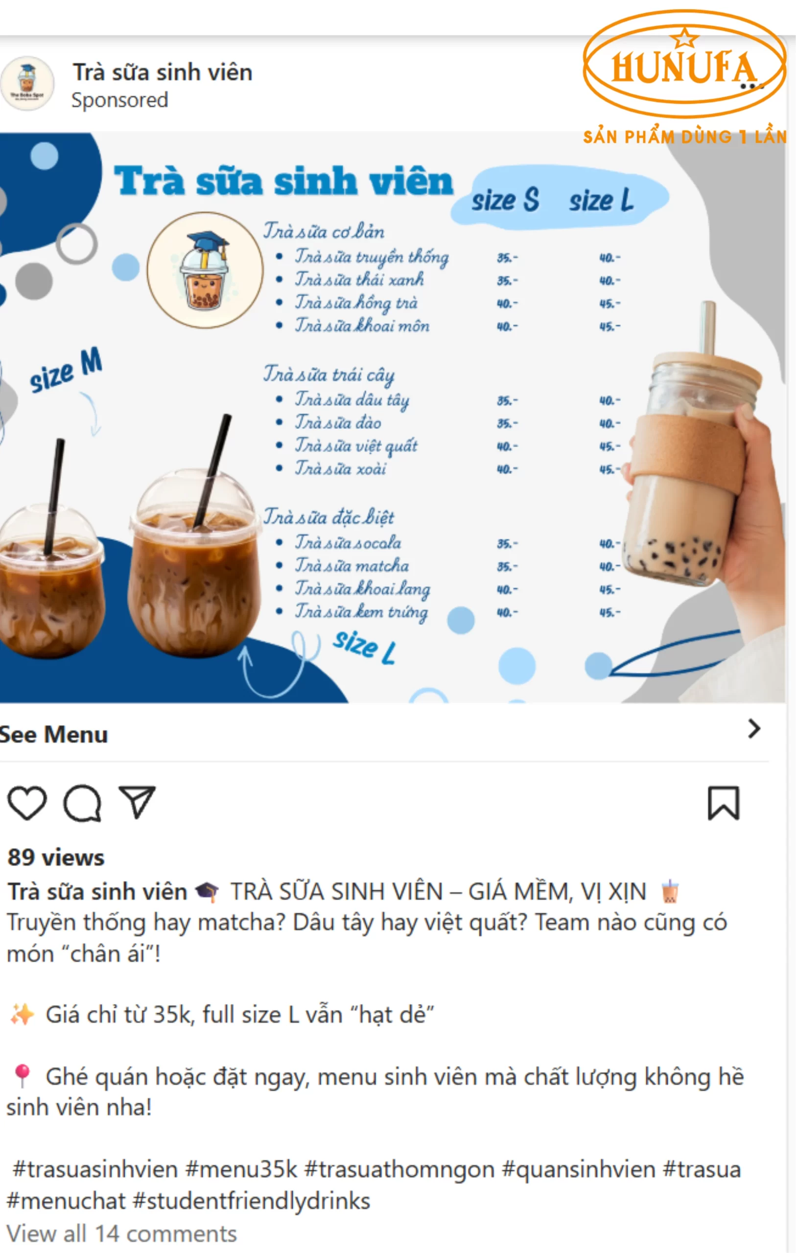 Menu đồ uống