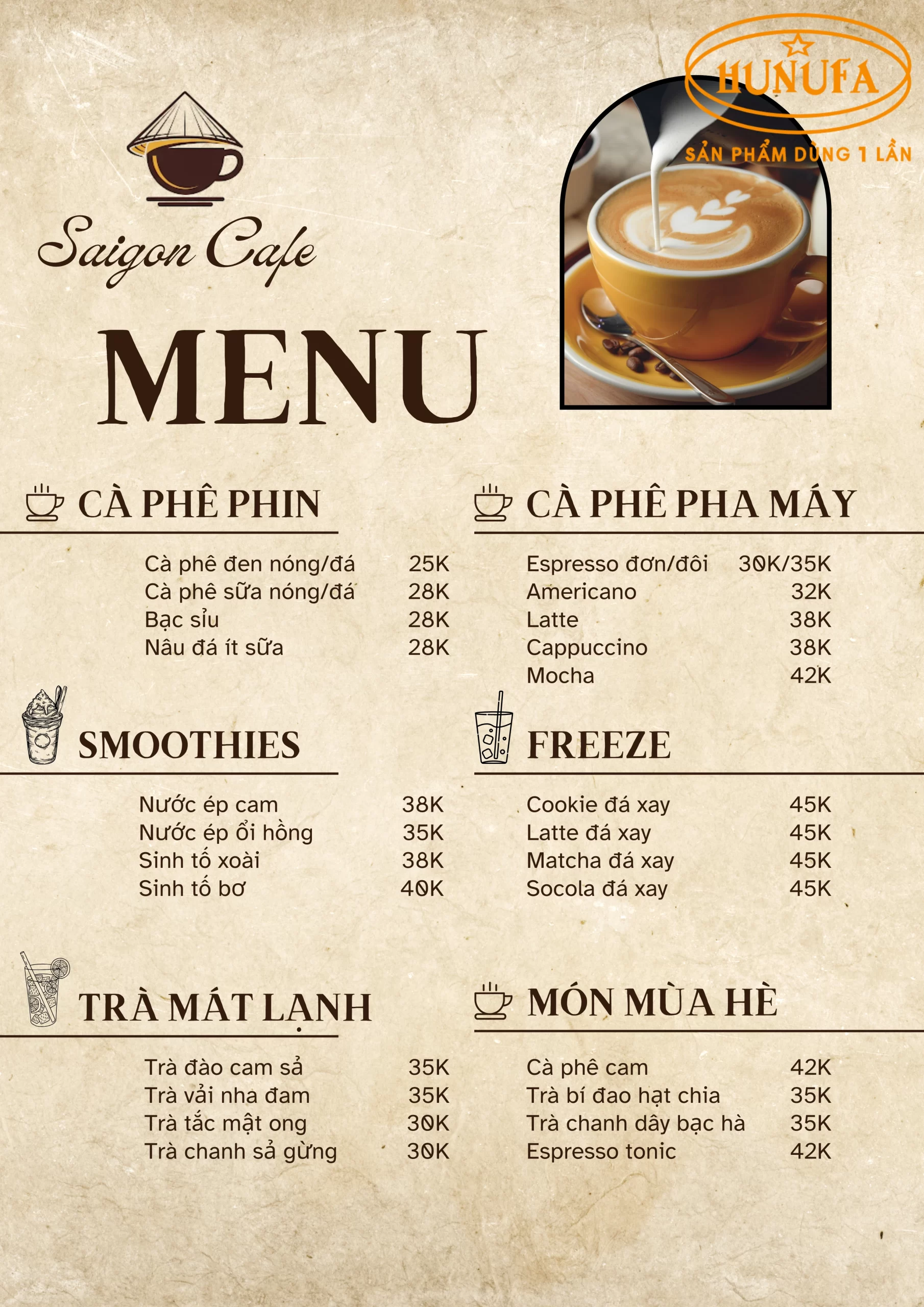 Menu đồ uống