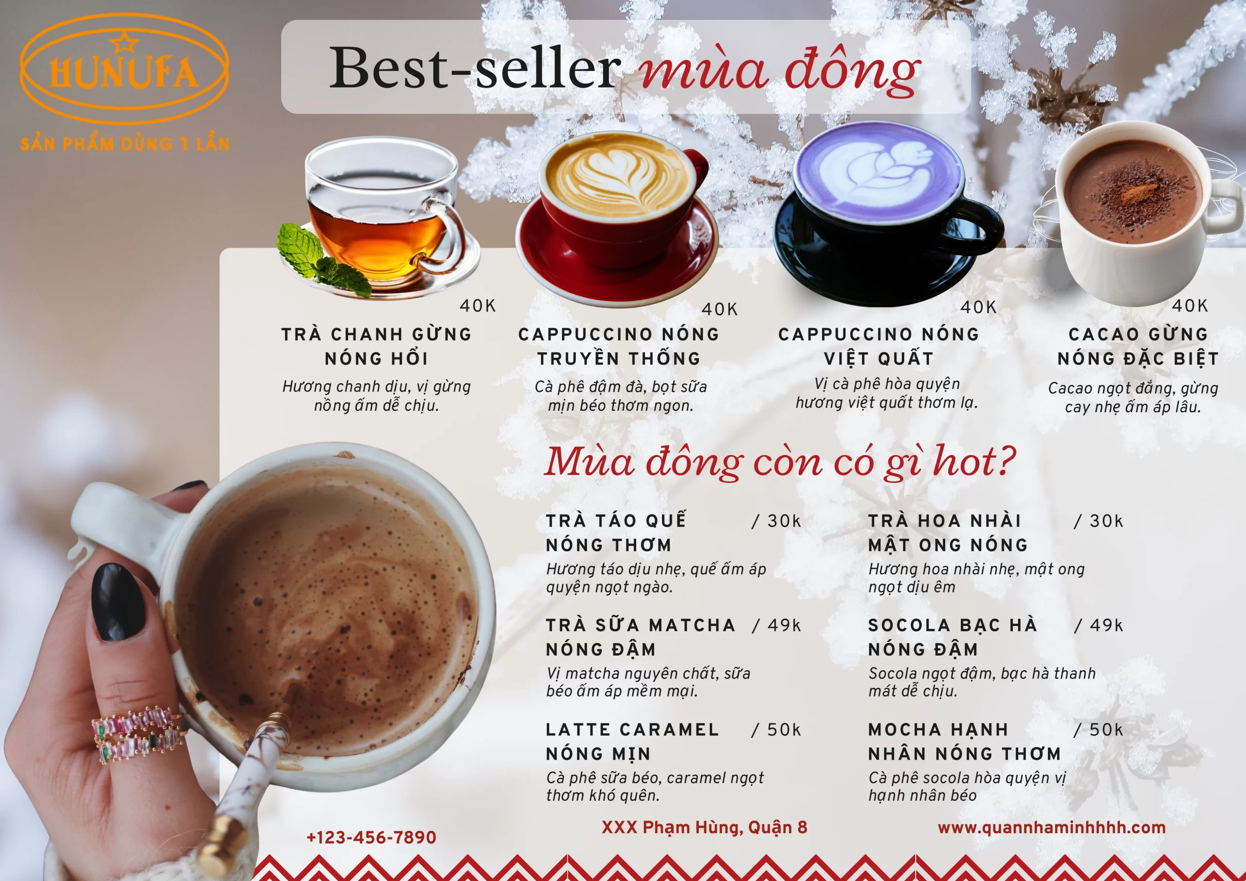 Menu đồ uống mùa đông cho quán cafe