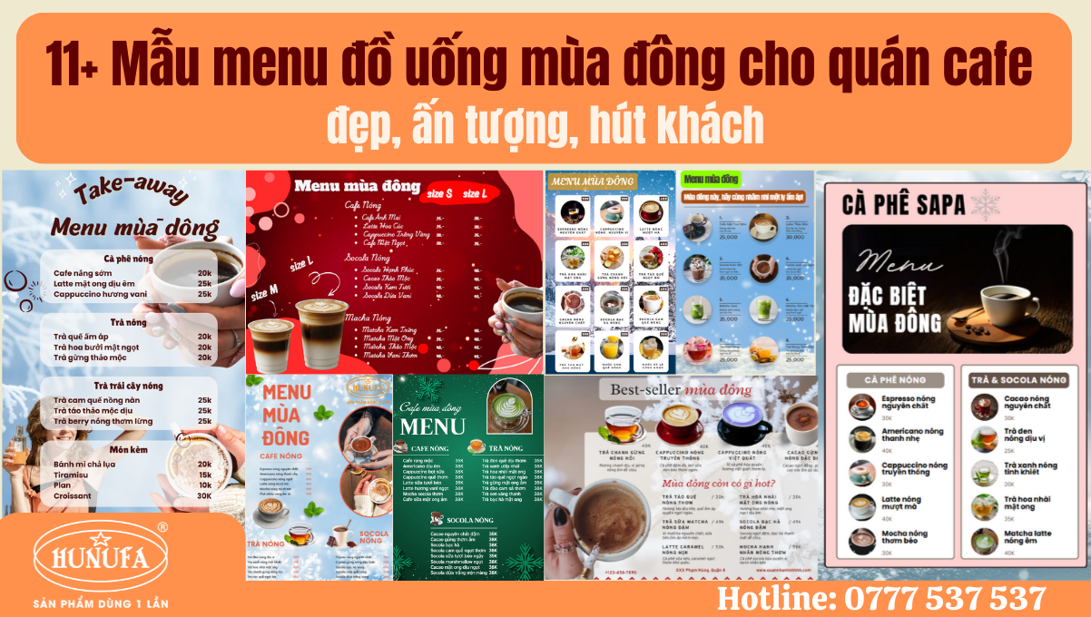 Menu đồ uống mùa đông cho quán cafe