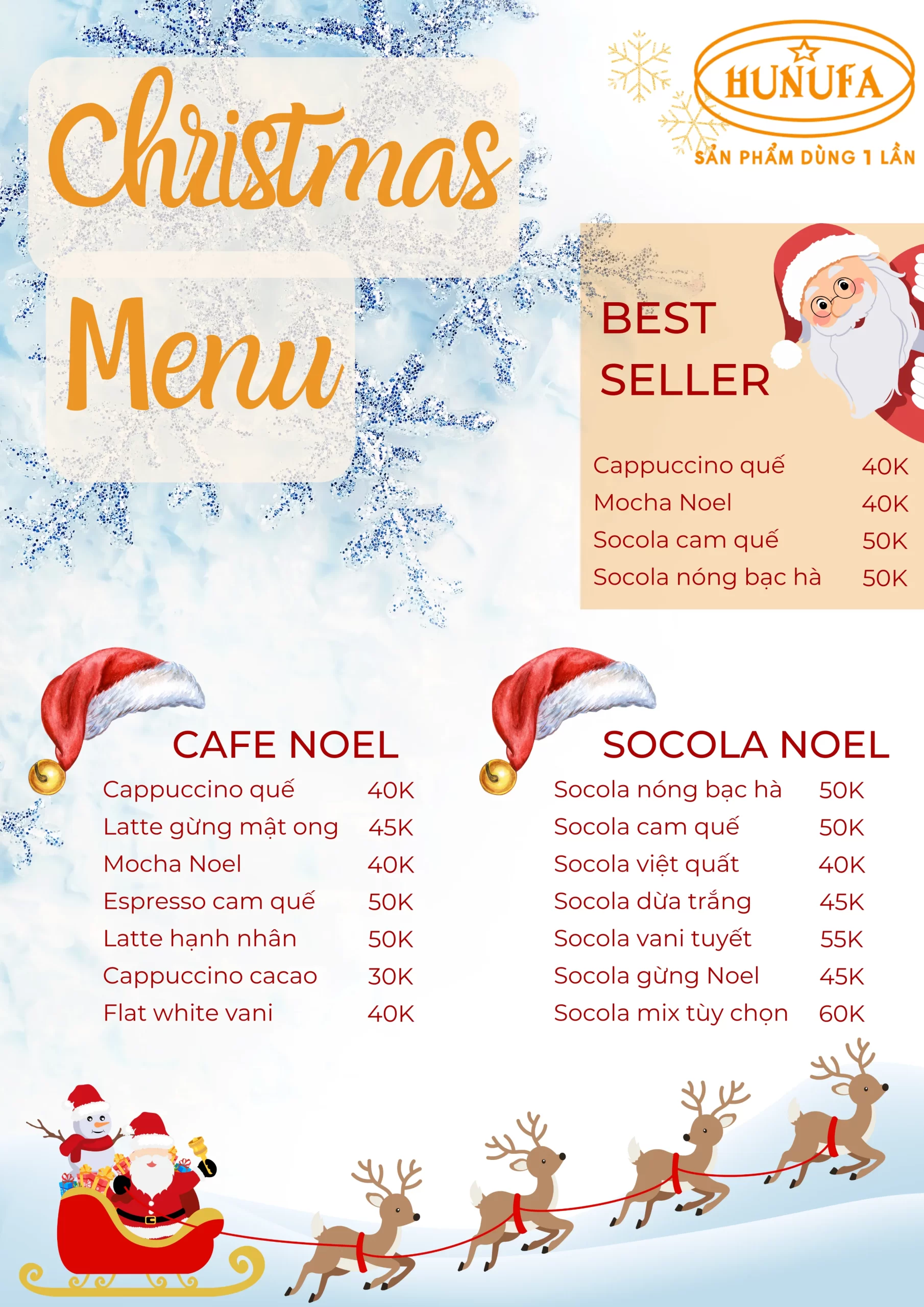 Menu đồ uống mùa đông cho quán cafe
