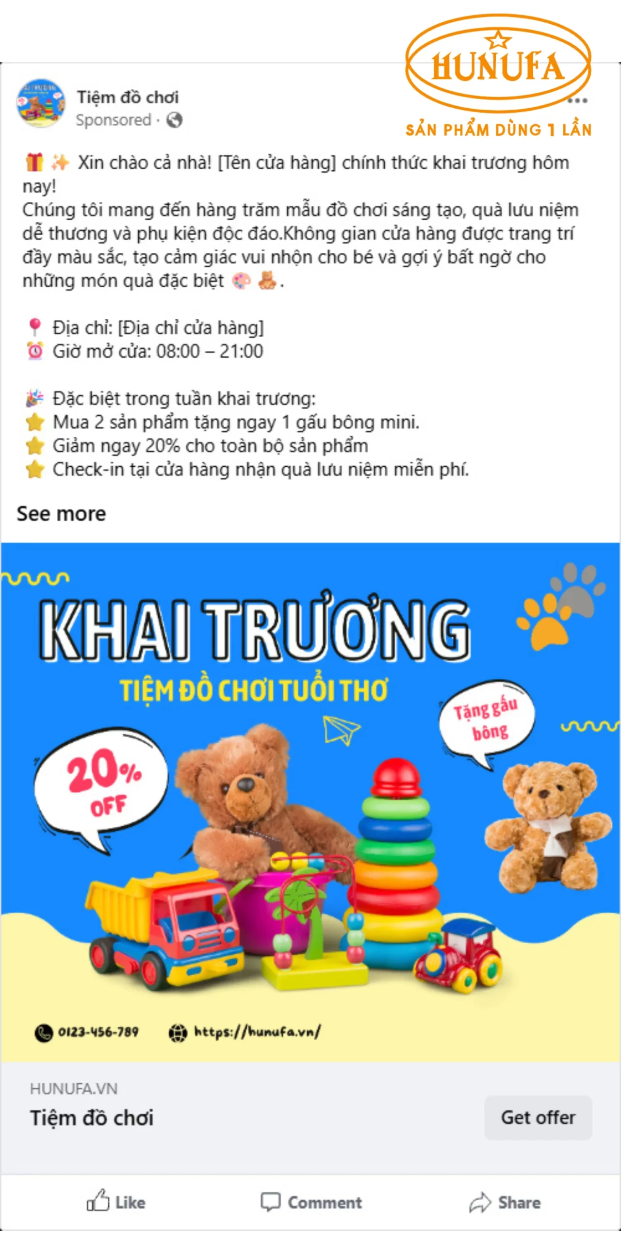 Bài viết khai trương cửa hàng trên Facebook