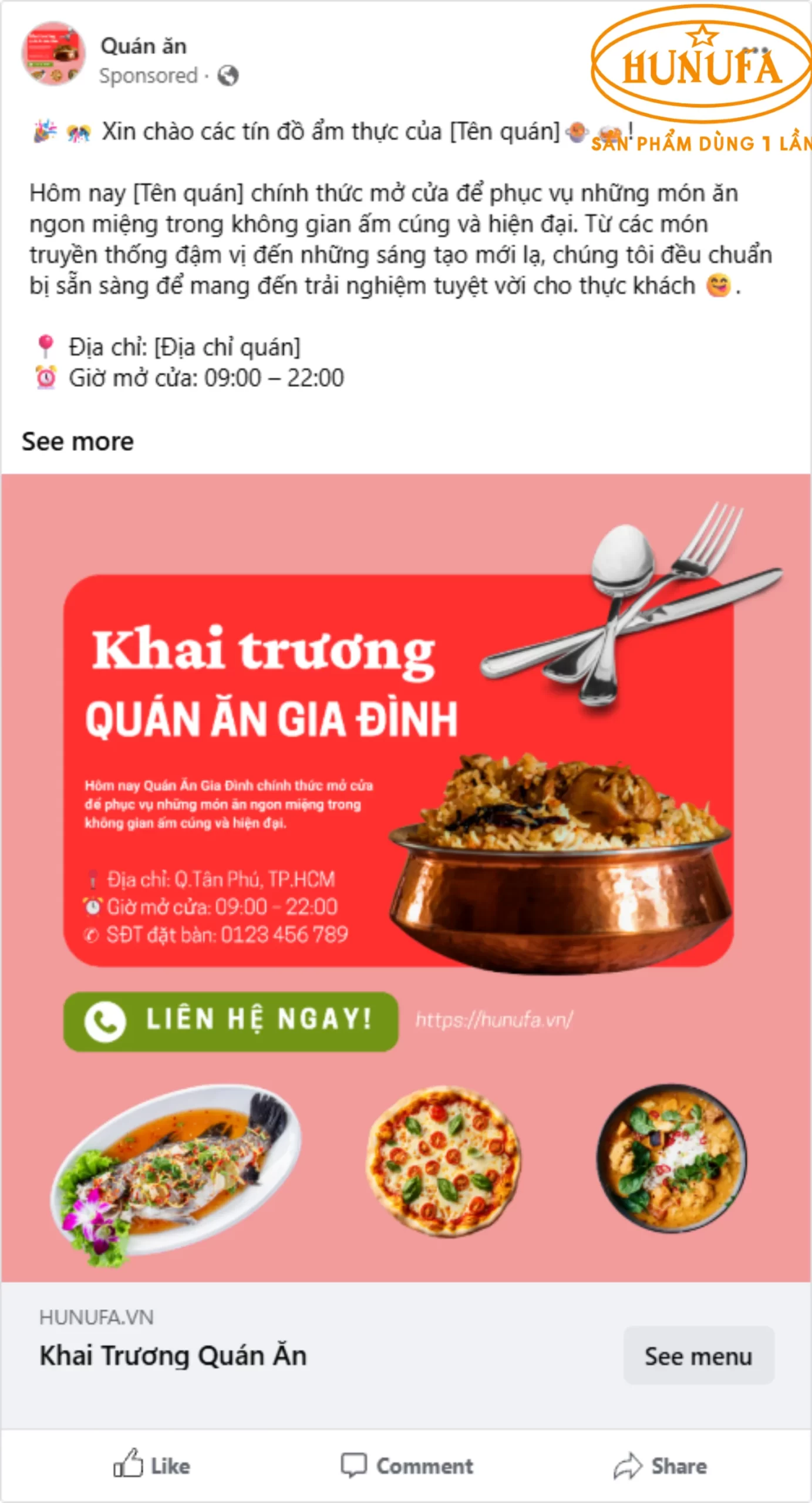 Bài viết khai trương cửa hàng trên Facebook