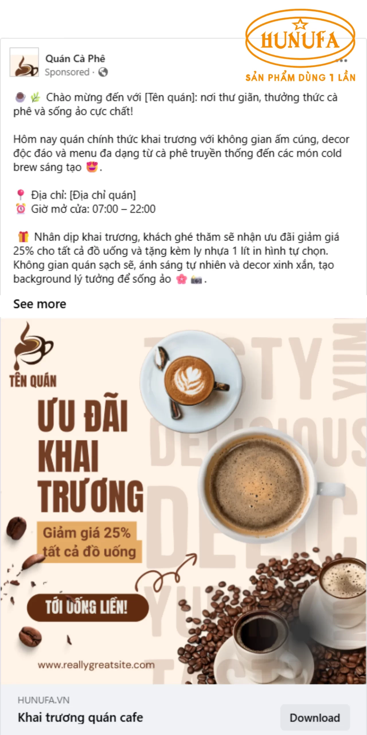 Bài viết khai trương cửa hàng trên Facebook