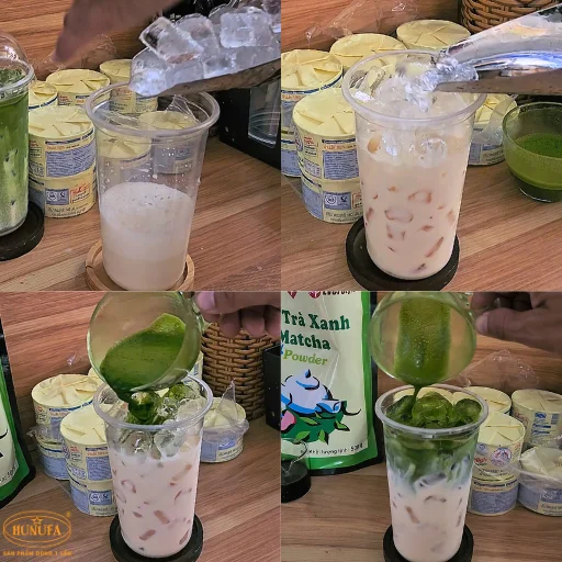 cách pha matcha sữa gấu