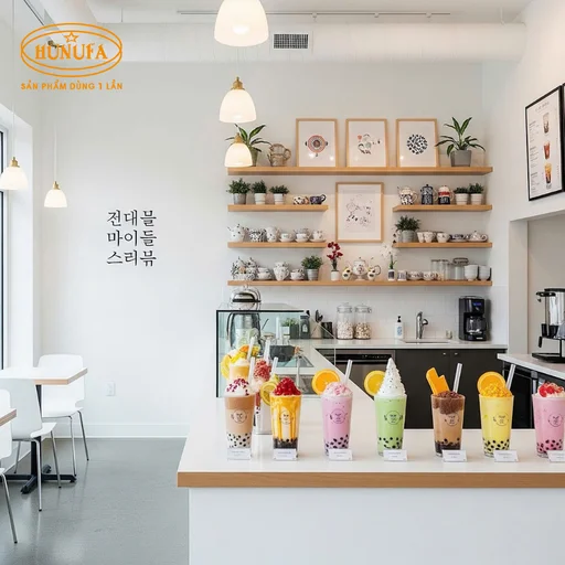 decor quán trà sữa nhỏ