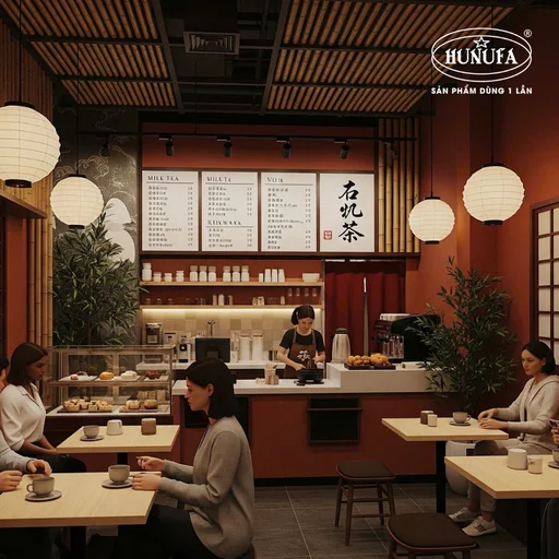trang trí quán trà sữa nhỏ