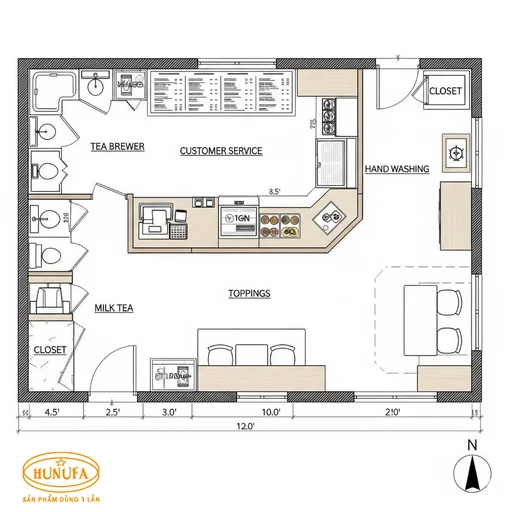 decor quán trà sữa nhỏ