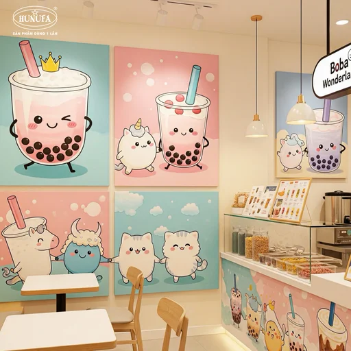 trang trí quán trà sữa nhỏ