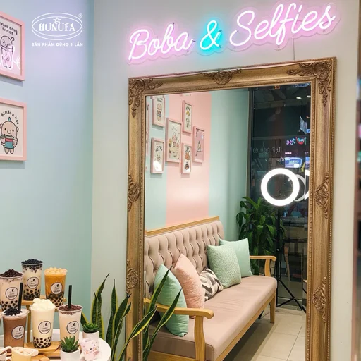 trang trí quán trà sữa nhỏ