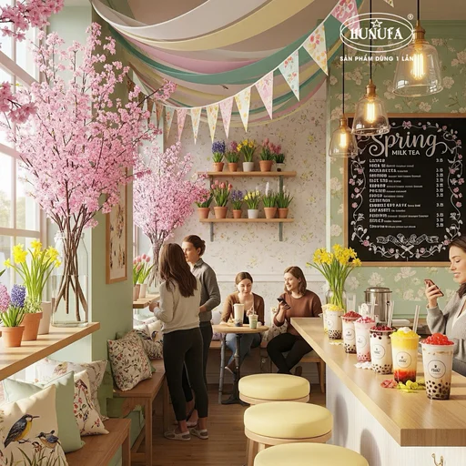 trang trí quán trà sữa diện tích nhỏ