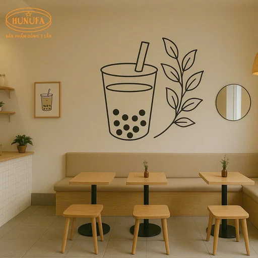 trang trí quán trà sữa diện tích nhỏ