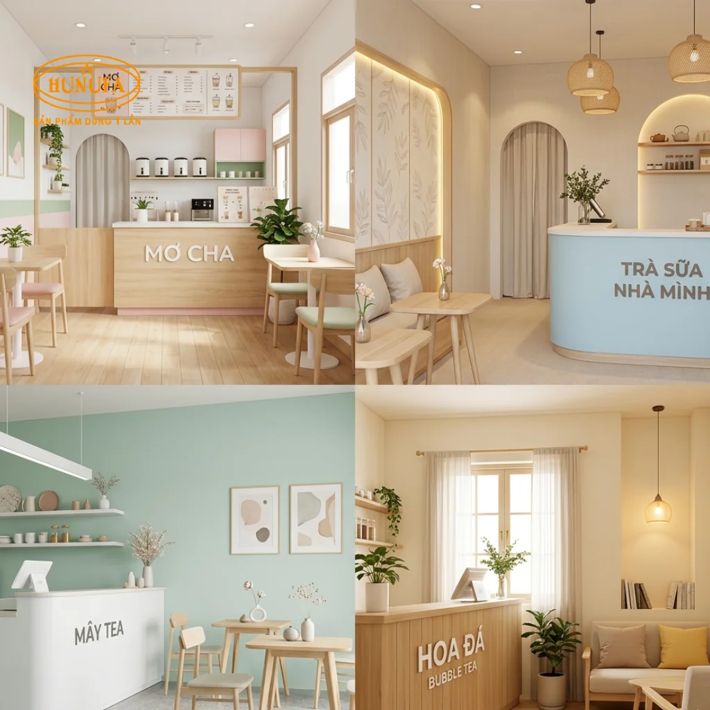 50+ mẫu quán trà sữa nhỏ đẹp, đơn giản, tối ưu không gian