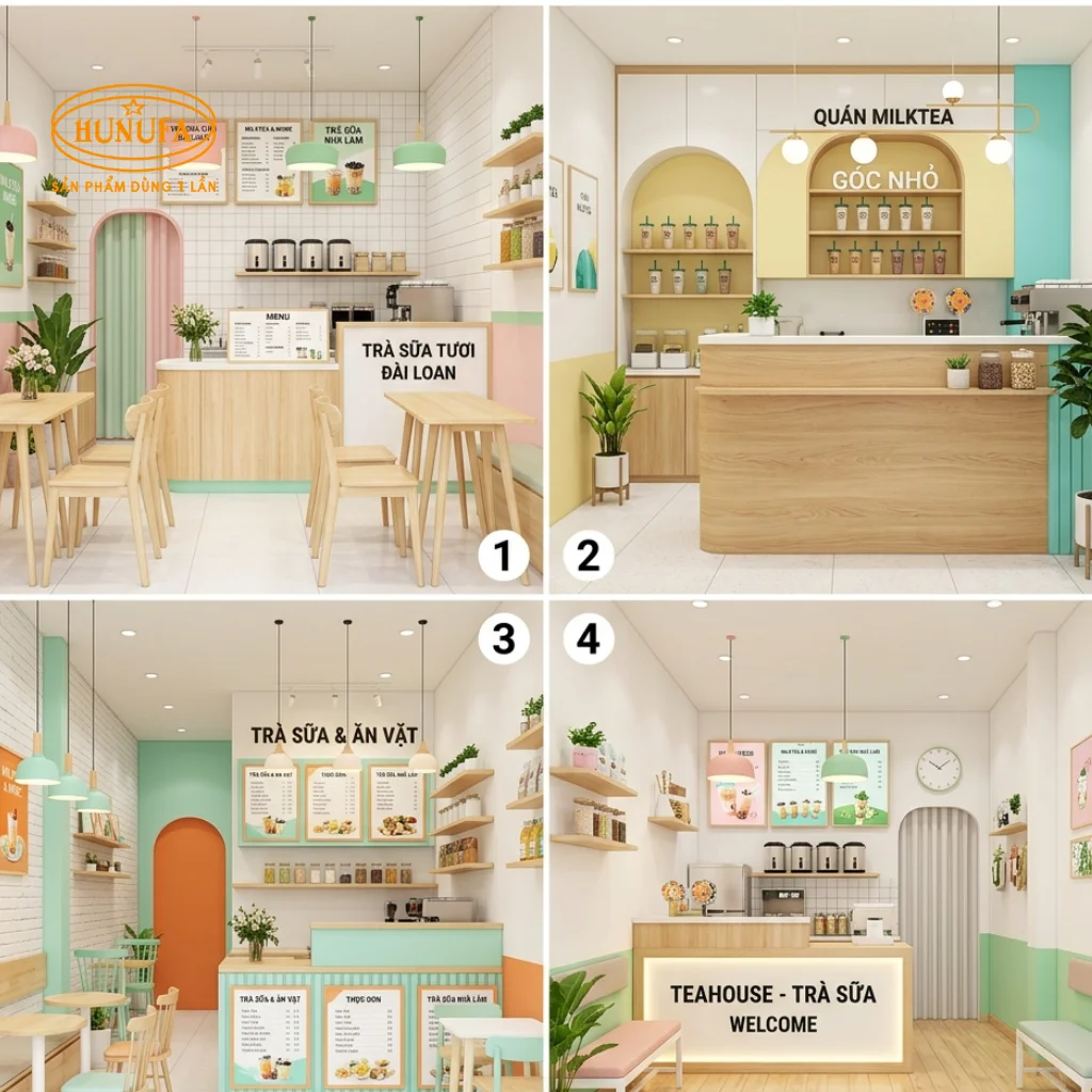 50+ mẫu quán trà sữa nhỏ đẹp, đơn giản, tối ưu không gian