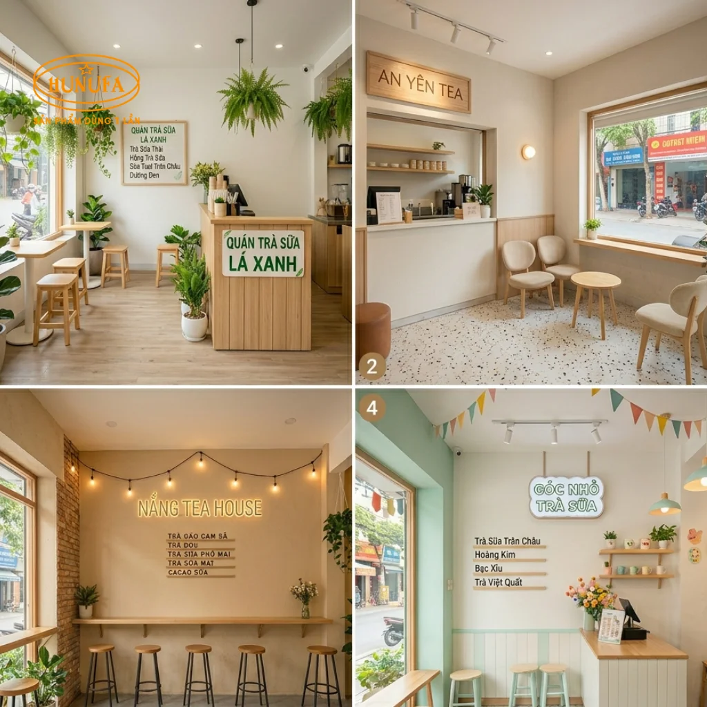50+ mẫu quán trà sữa nhỏ đẹp, đơn giản, tối ưu không gian