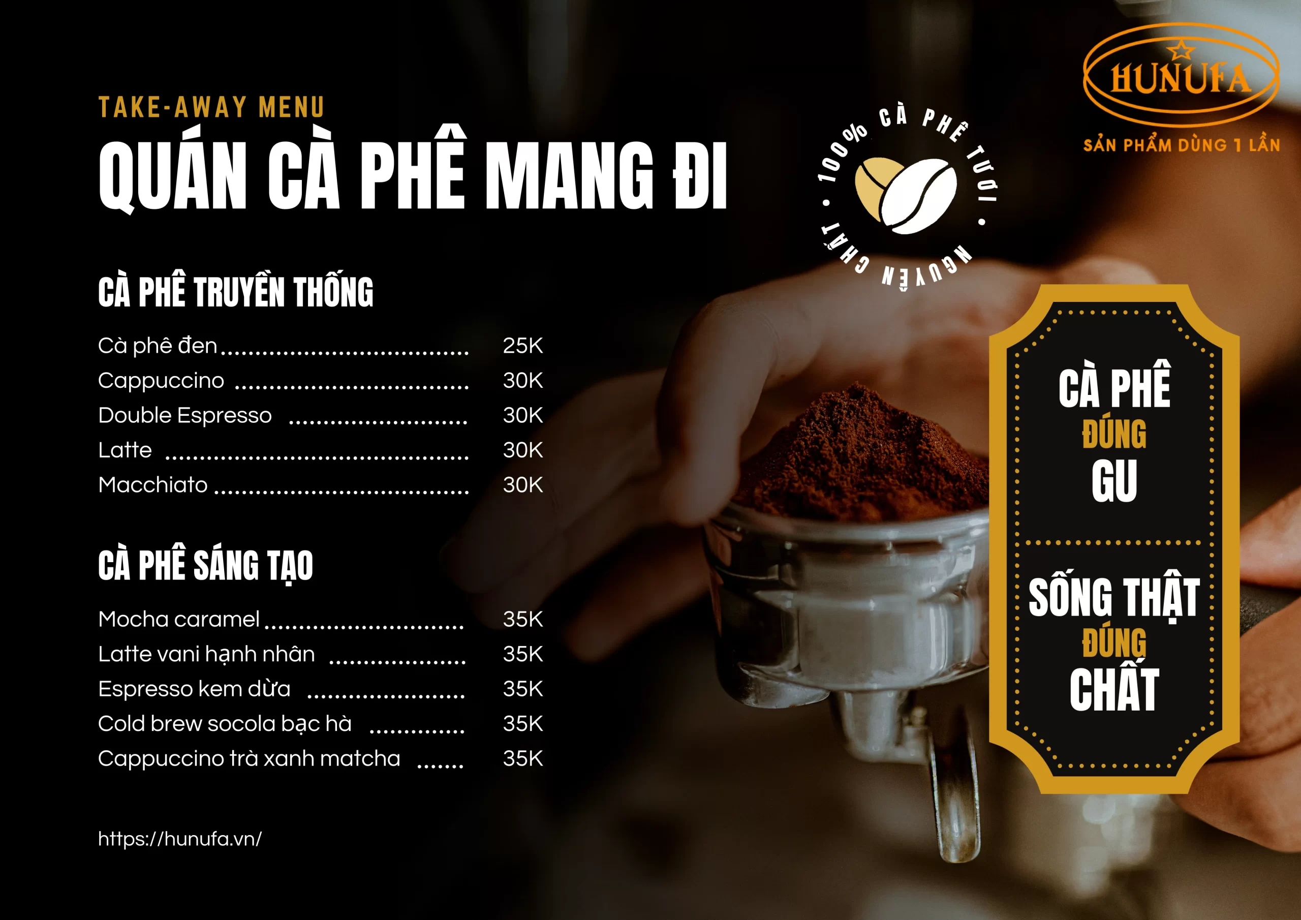 Menu cafe take away