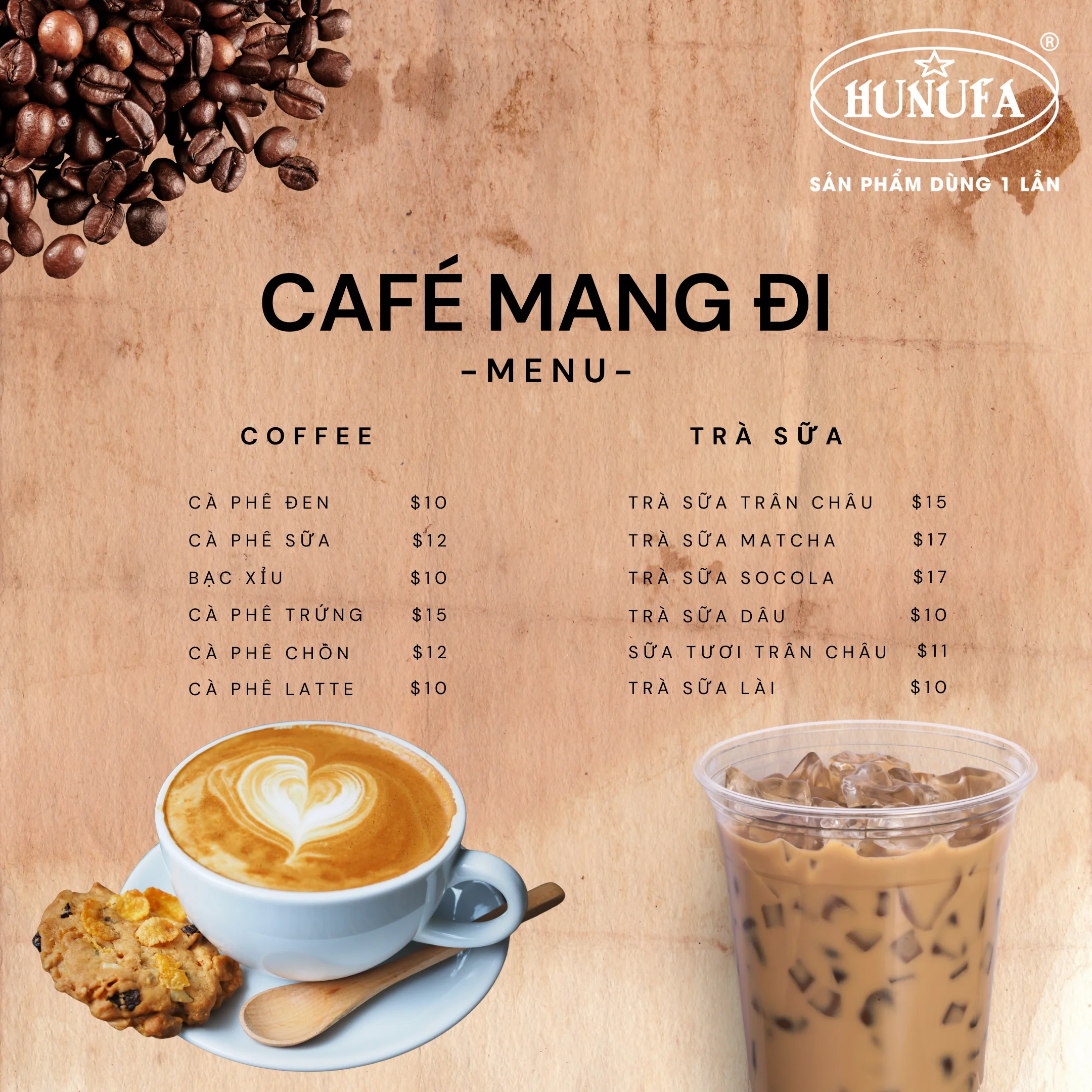Menu cafe take away