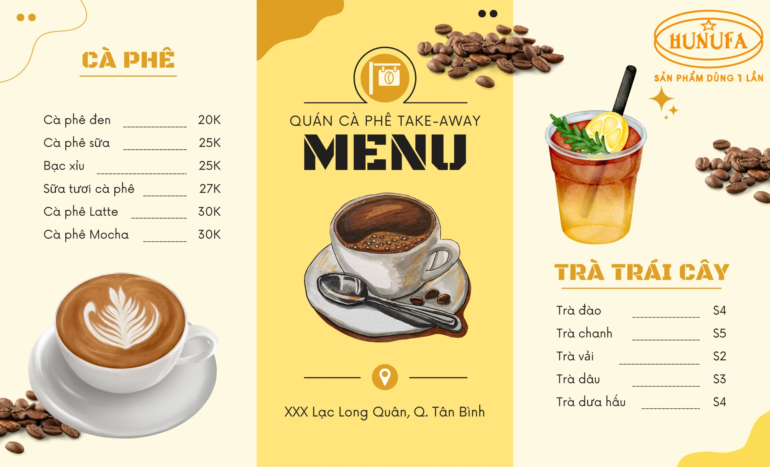 Menu cafe take away