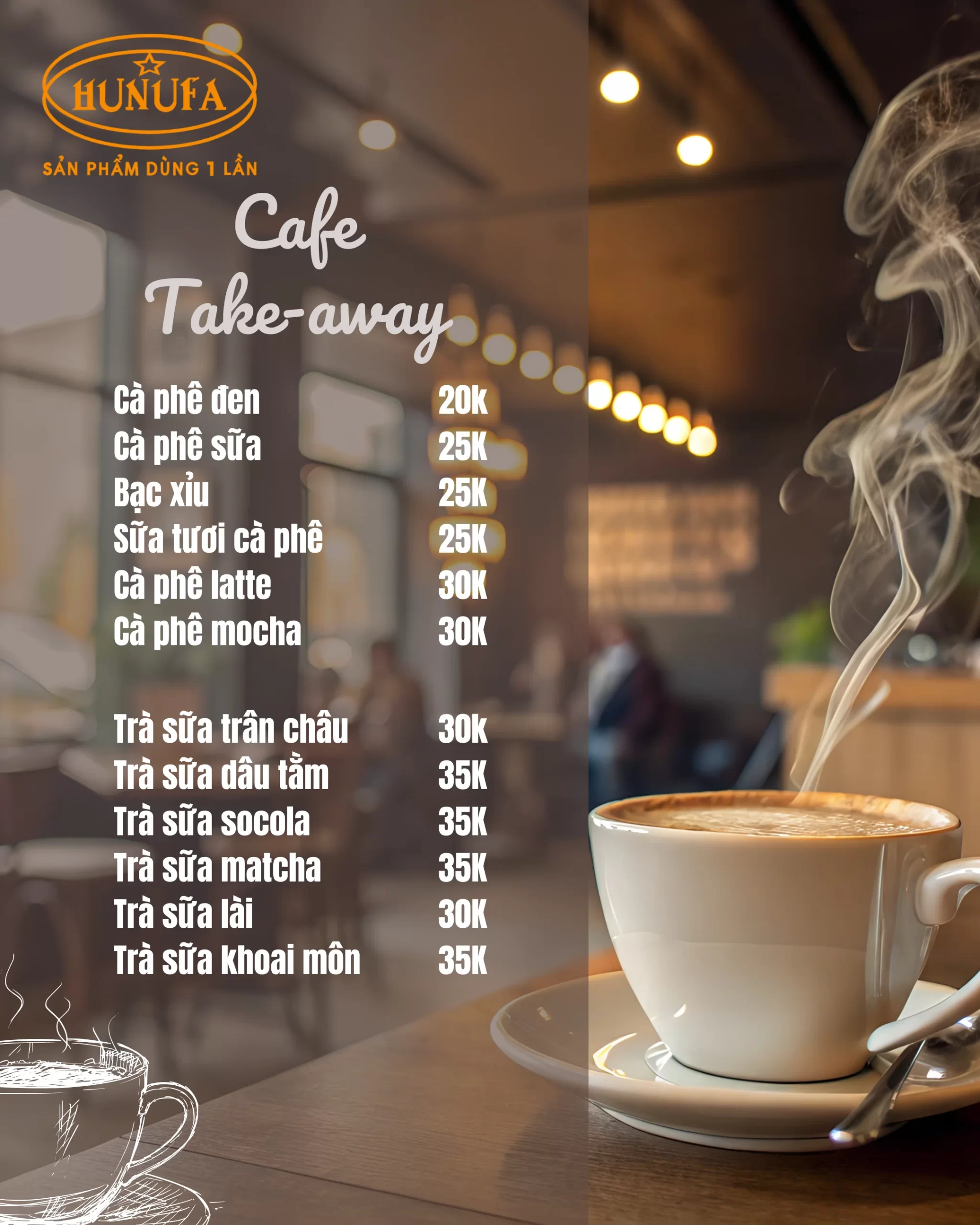 Menu cafe take away