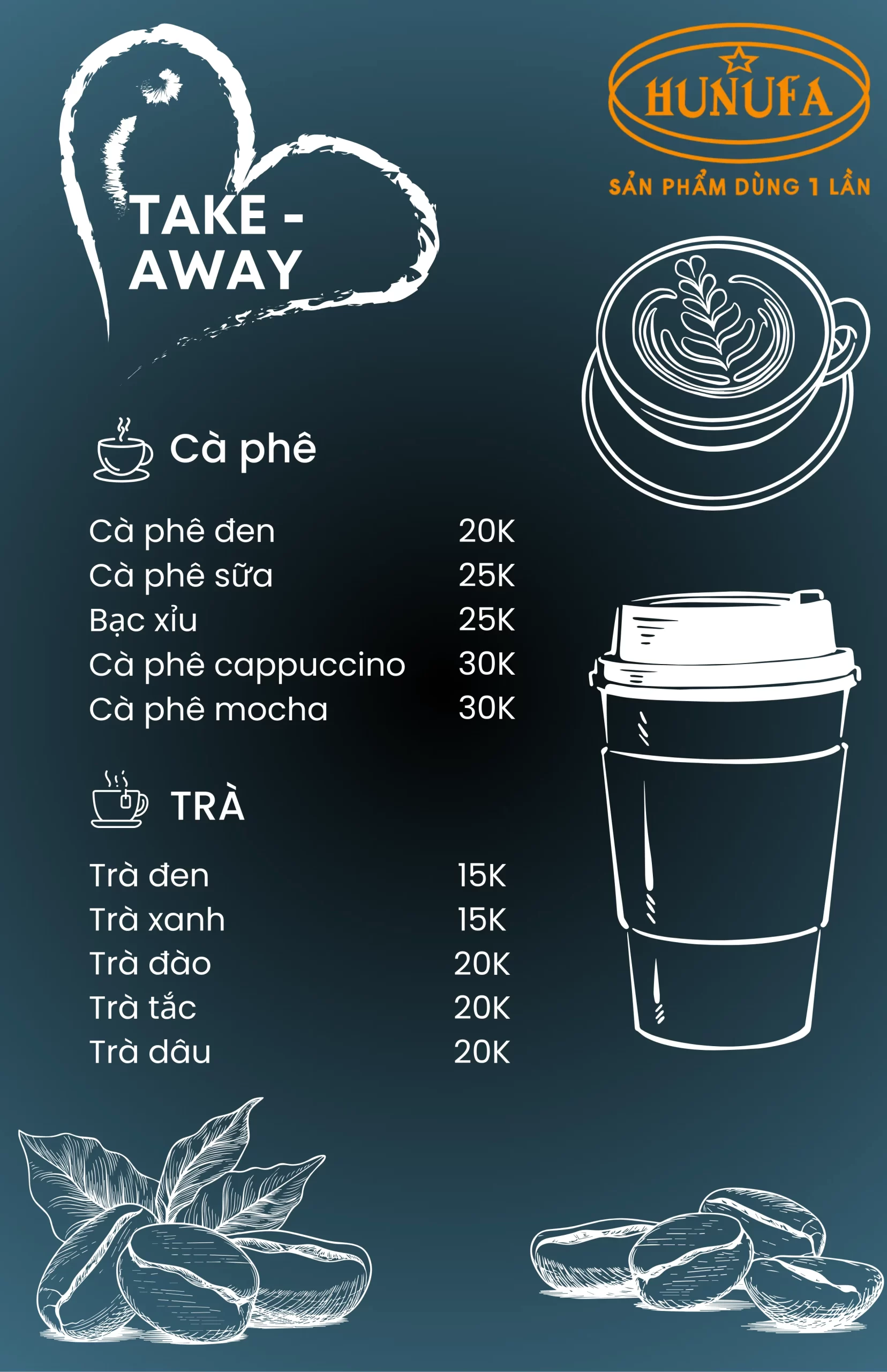 Menu cafe take away