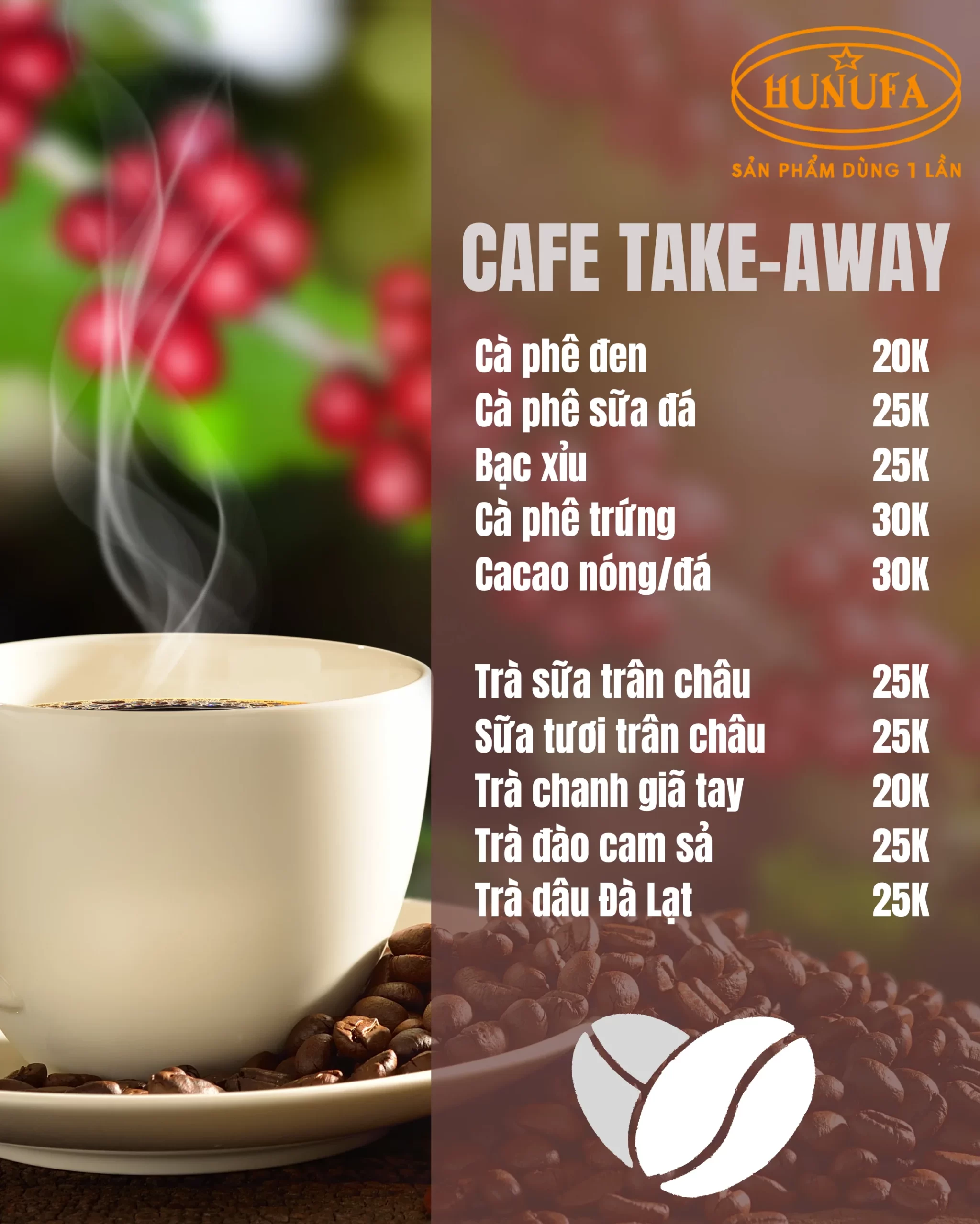 Menu cafe take away