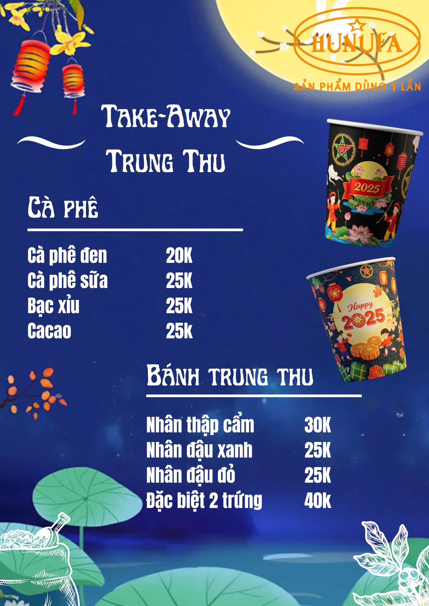 Menu cafe take away