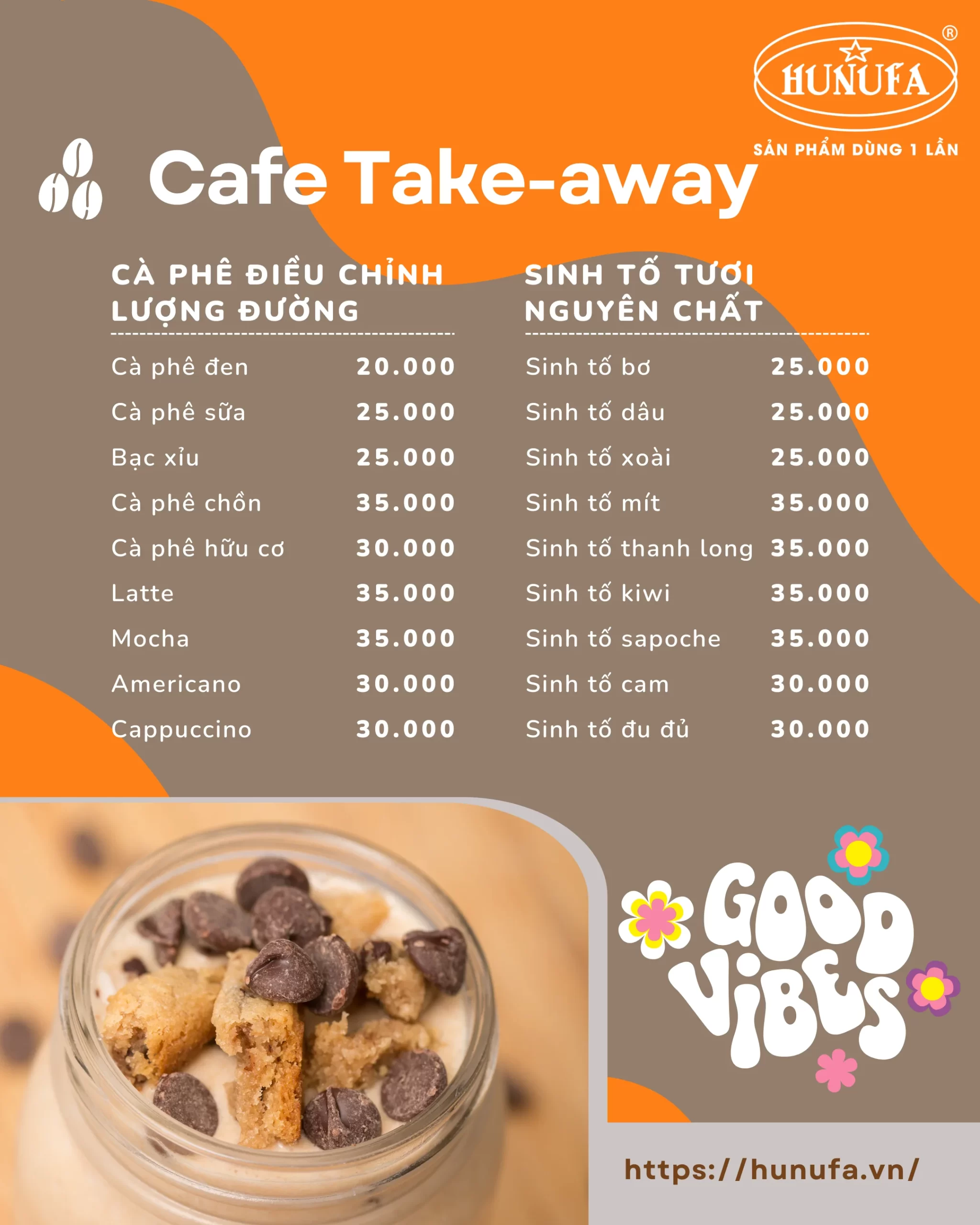 Menu cafe take away