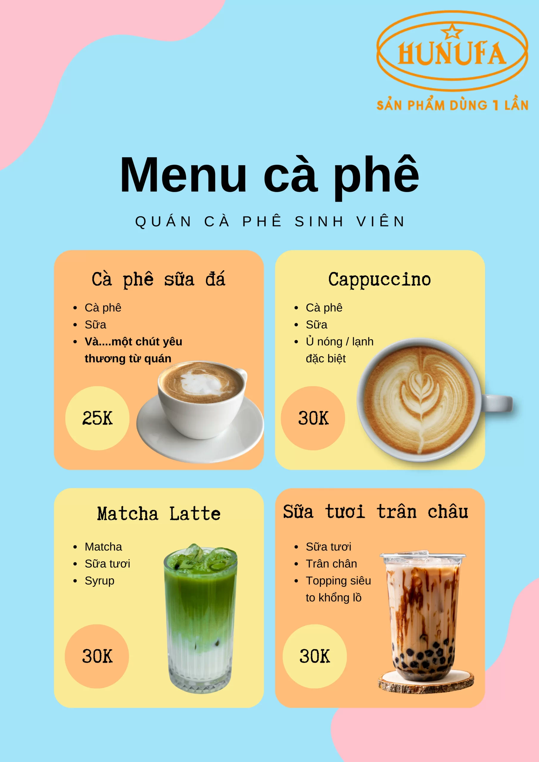 thiết kế menu cafe