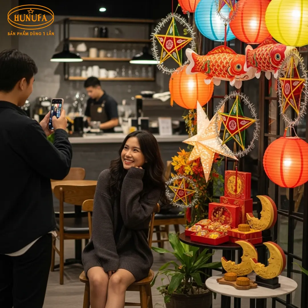Gợi ý các cách trang trí góc check in Trung Thu đẹp mắt, hút mắt cho các quán cafe