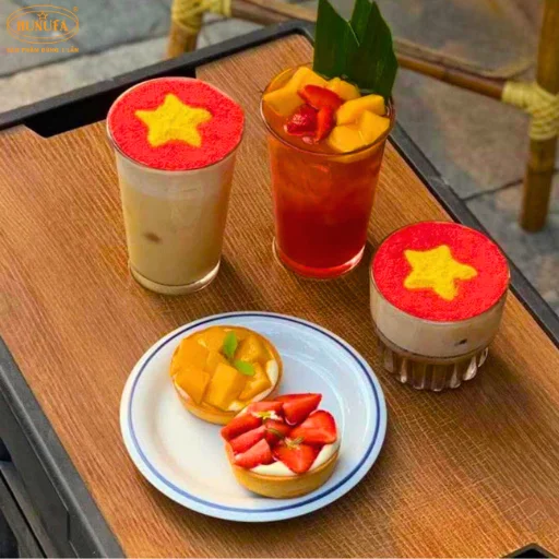 trang trí quán trà sữa, cà phê dịp quốc khánh 2/9