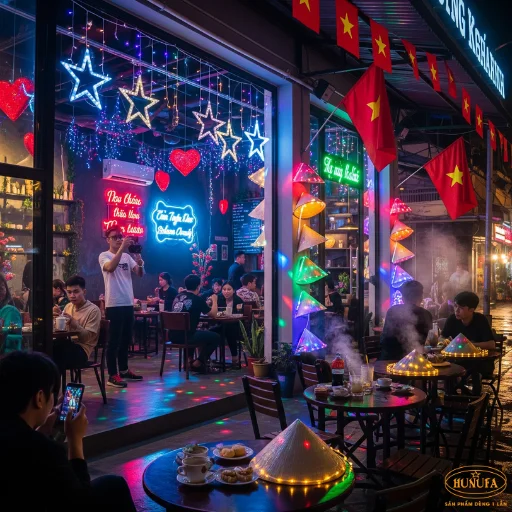 trang trí quán trà sữa, cà phê dịp quốc khánh 2/9