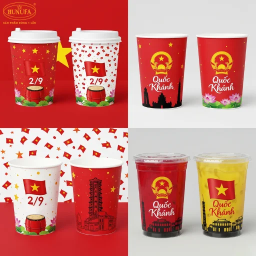 trang trí quán trà sữa, cà phê dịp quốc khánh 2/9