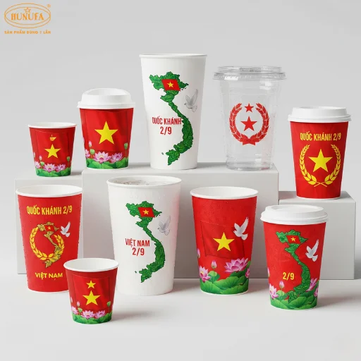 trang trí quán trà sữa, cà phê dịp quốc khánh 2/9