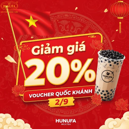 trang trí quán trà sữa, cà phê dịp quốc khánh 2/9