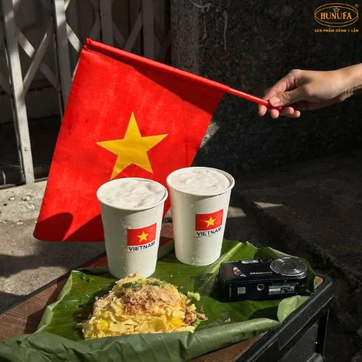trang trí quán trà sữa, cà phê dịp quốc khánh 2/9