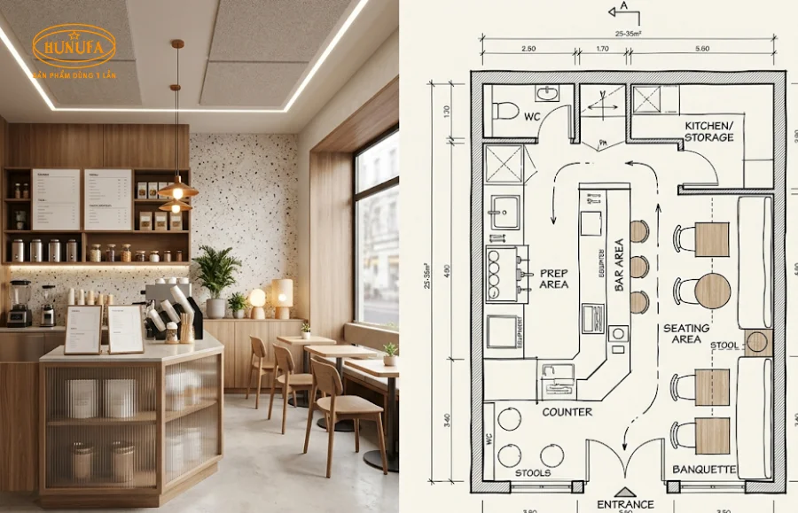 Cách decor trang trí quán trà sữa diện tích nhỏ, đơn giản, tối ưu không gian