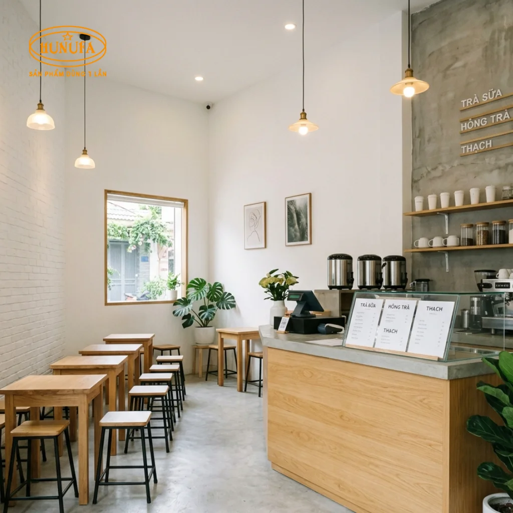 Cách decor trang trí quán trà sữa diện tích nhỏ, đơn giản, tối ưu không gian