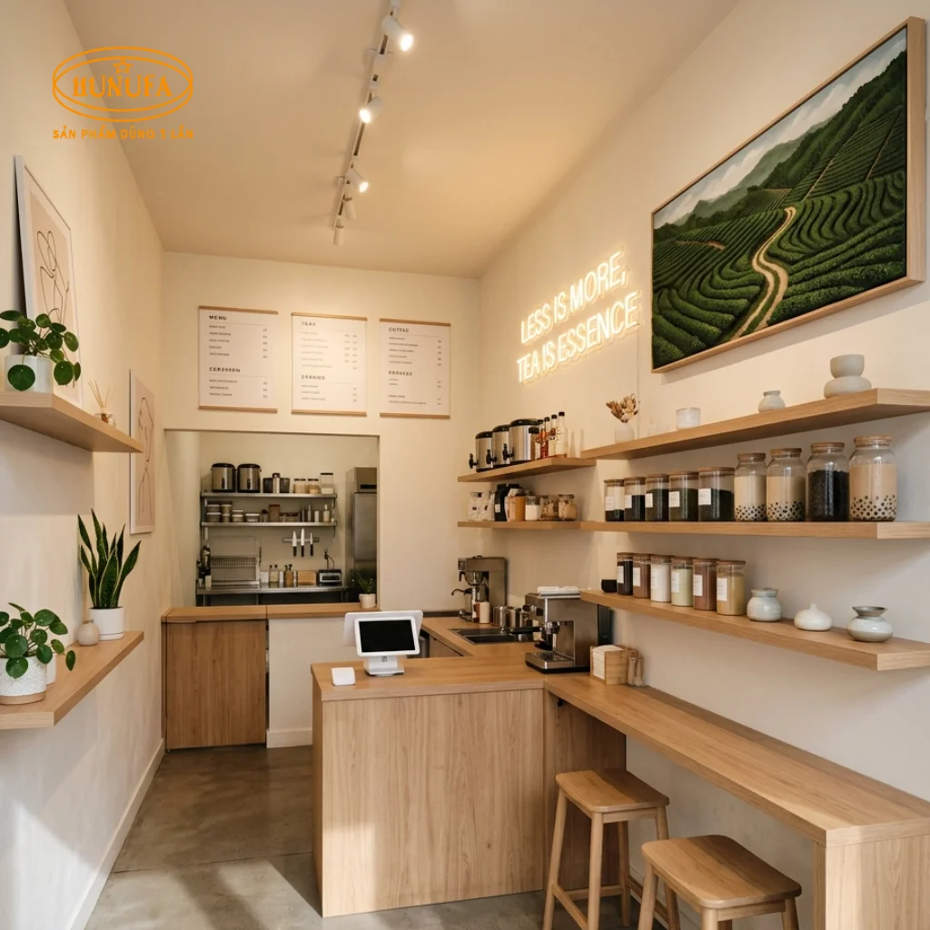 Cách decor trang trí quán trà sữa diện tích nhỏ, đơn giản, tối ưu không gian