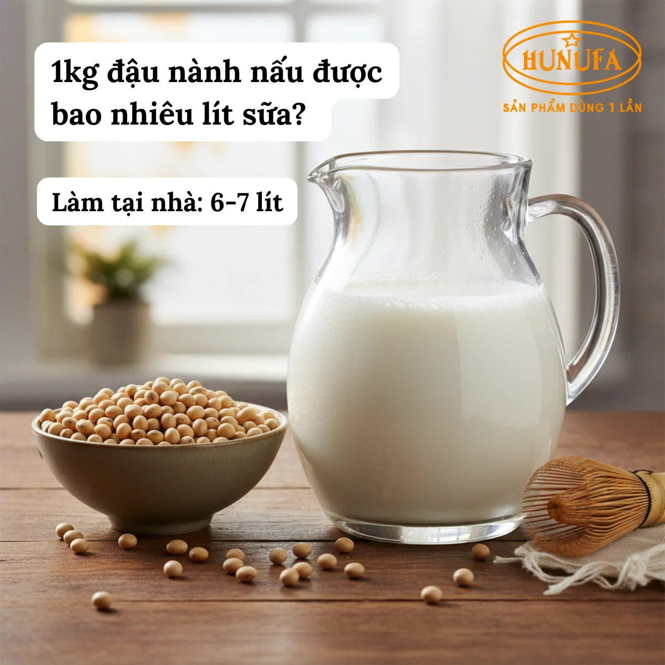 1 kg đậu nành nấu được bao nhiêu lít sữa?