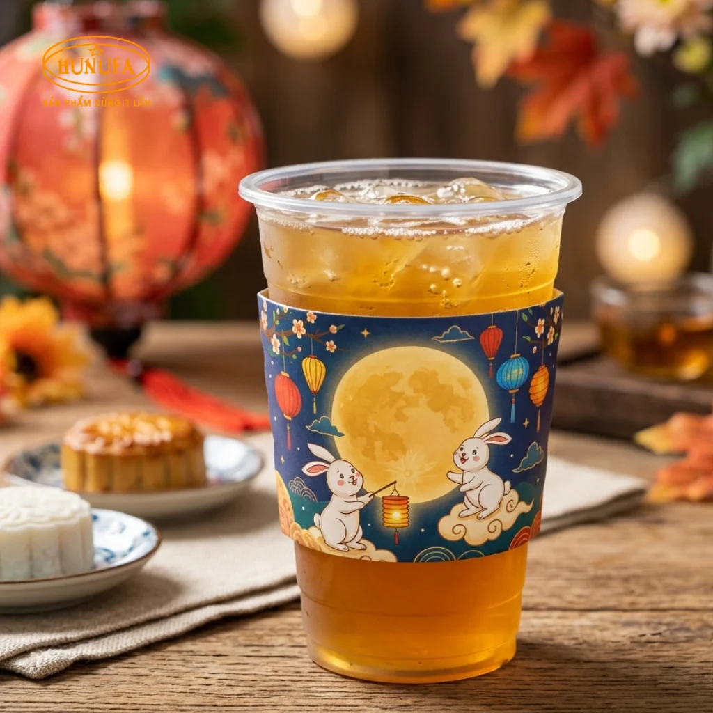 Cover ly Trung Thu được làm từ chất liệu giấy kraft hoặc giấy carton dày dặn, được in họa tiết Trung Thu nổi bật như chị Hằng, thỏ ngọc, lồng đèn, ánh trăng,...
