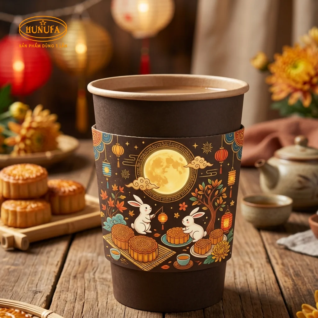 Cover ly Trung Thu được làm từ chất liệu giấy kraft hoặc giấy carton dày dặn, được in họa tiết Trung Thu nổi bật như chị Hằng, thỏ ngọc, lồng đèn, ánh trăng,...