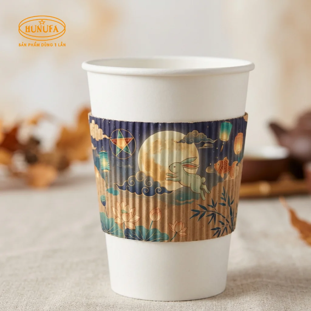 Cover ly Trung Thu được làm từ chất liệu giấy kraft hoặc giấy carton dày dặn, được in họa tiết Trung Thu nổi bật như chị Hằng, thỏ ngọc, lồng đèn, ánh trăng,...