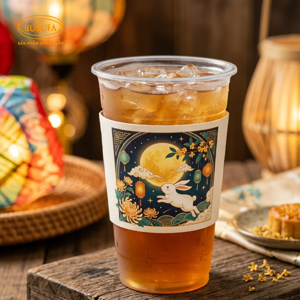 Cover ly Trung Thu được làm từ chất liệu giấy kraft hoặc giấy carton dày dặn, được in họa tiết Trung Thu nổi bật như chị Hằng, thỏ ngọc, lồng đèn, ánh trăng,...