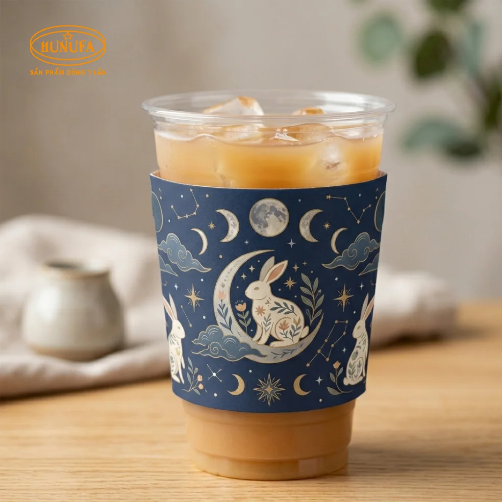 Cover ly Trung Thu được làm từ chất liệu giấy kraft hoặc giấy carton dày dặn, được in họa tiết Trung Thu nổi bật như chị Hằng, thỏ ngọc, lồng đèn, ánh trăng,...