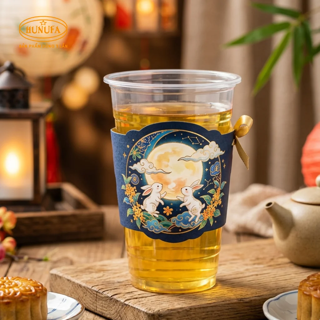 Cover ly Trung Thu được làm từ chất liệu giấy kraft hoặc giấy carton dày dặn, được in họa tiết Trung Thu nổi bật như chị Hằng, thỏ ngọc, lồng đèn, ánh trăng,...