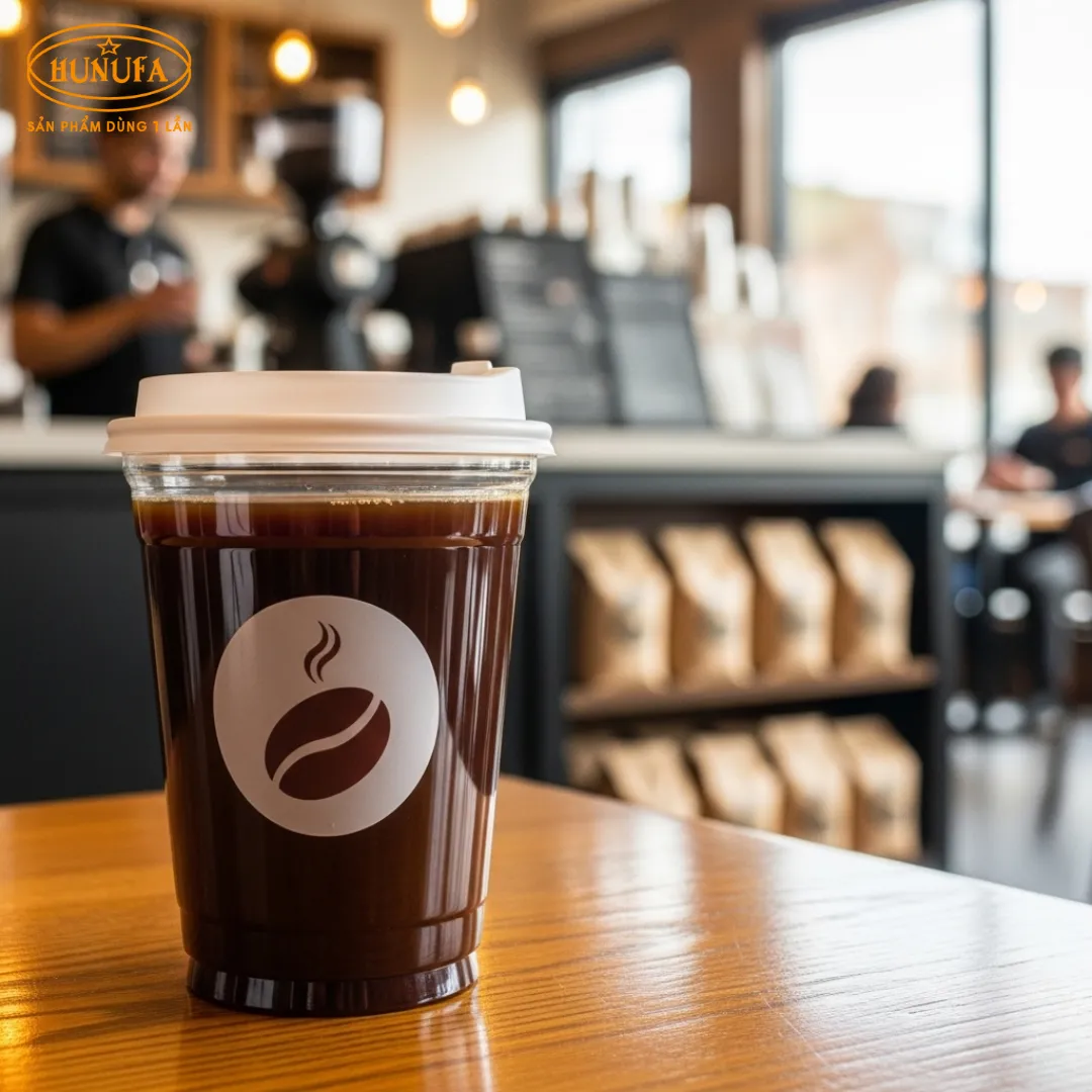 In logo ly nhựa BMT sắc nét, giúp quán cà phê và trà sữa quảng bá thương hiệu hiệu quả