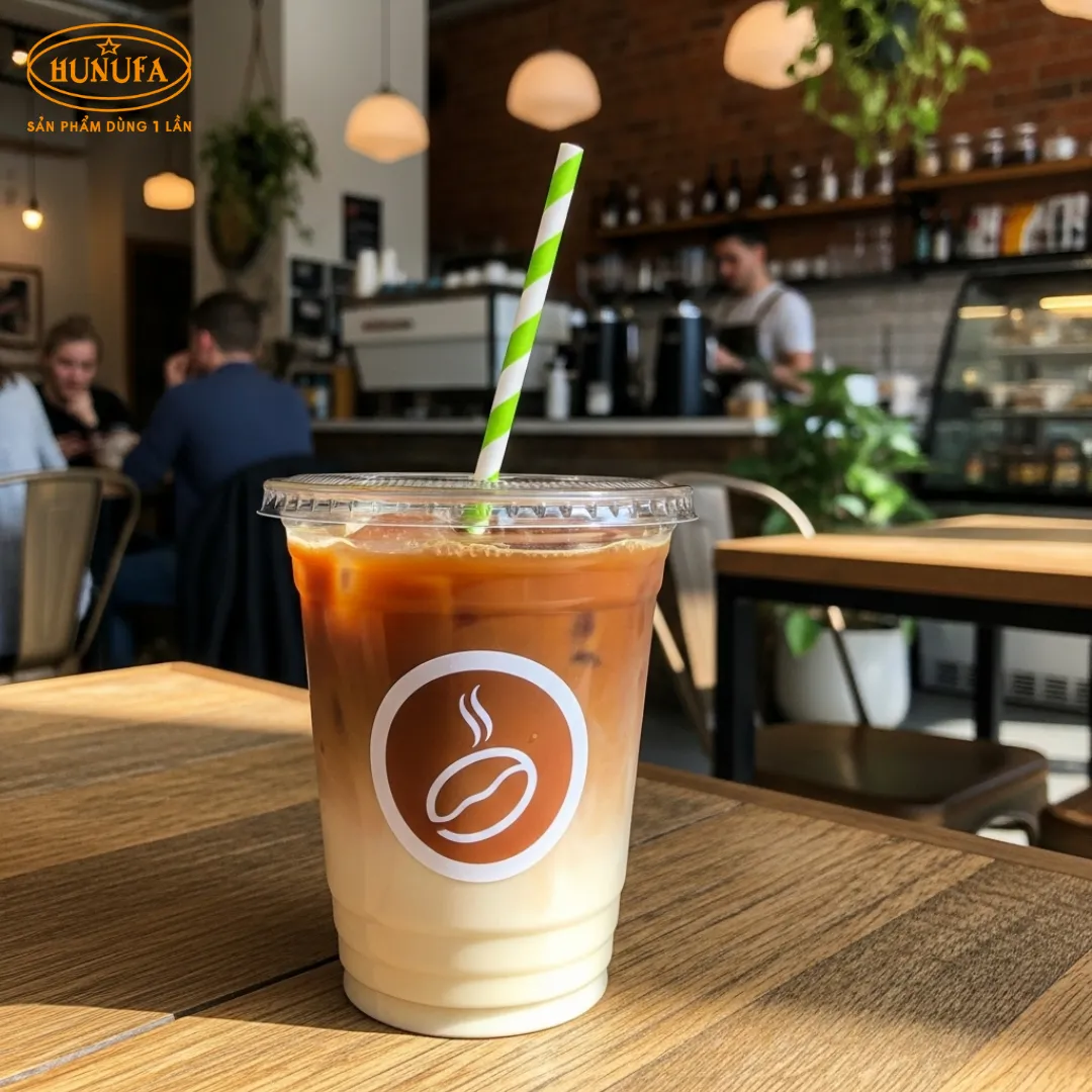 In logo ly nhựa BMT sắc nét, giúp quán cà phê và trà sữa quảng bá thương hiệu hiệu quả